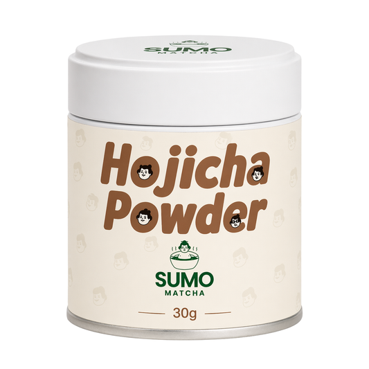 Sumo Matcha Hojicha Powder container on a white background